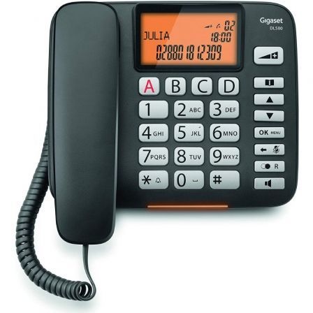 Gigaset DL 580 Teléfono analógico Negro con teclas grandes